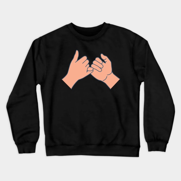 Pinky Promise Cute Hands Fingure Grip Trendy Lines For Bff Crewneck Sweatshirt by mangobanana